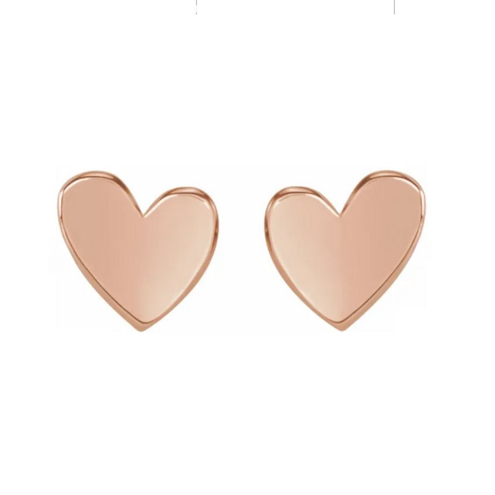 ❤️ 14k Rose 6 mm Asymmetrical Heart Earrings